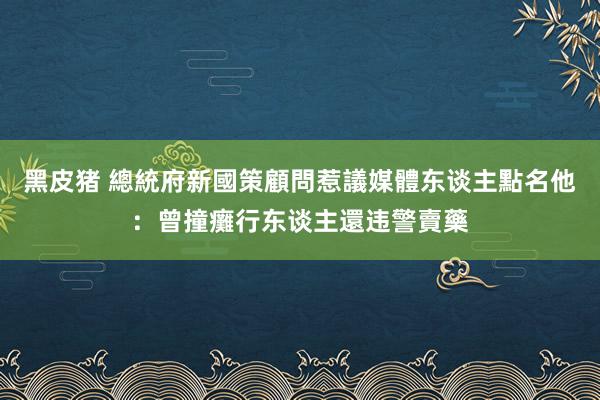 黑皮猪 總統府新國策顧問惹議　媒體东谈主點名他：曾撞癱行东谈主還违警賣藥