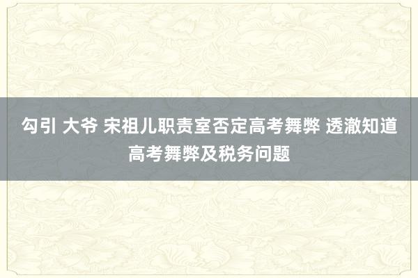 勾引 大爷 宋祖儿职责室否定高考舞弊 透澈知道高考舞弊及税务问题